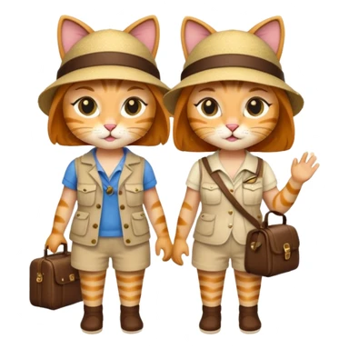 2 girl cats dressed up as tourists full body sticker