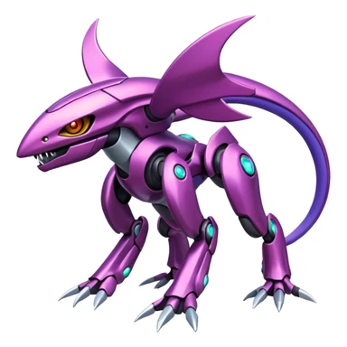 Shiny Exotic Futuristic Colorful epic Miraidon-Genesect-Fakémon-hybrid-creature (full body)  sticker