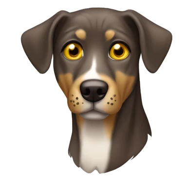 Solid Brown Catahoula leopard dog with white chest hair and yellow eyes sticker