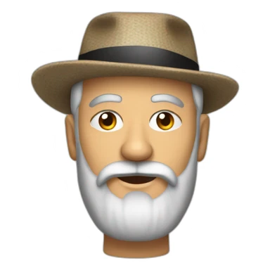 A grandfather with a black dappled beard with a cyber voice on the right side of his hat. sticker