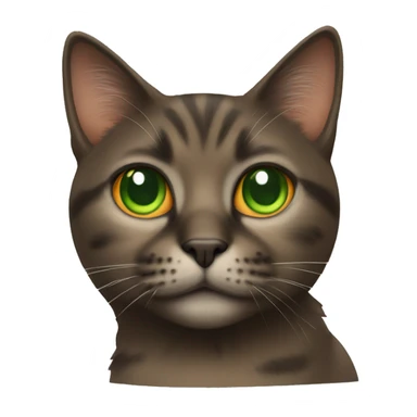 A cat who has orange little points and Green eyes and black brown body  sticker