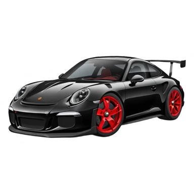 black porsche gt3, black rims, red caliper sticker