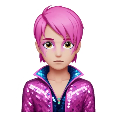 Eros from Lore Olympus with pink hair, pink sequin outfit sticker