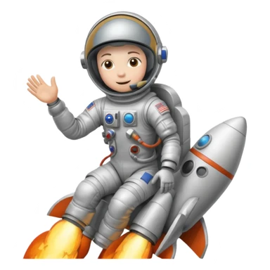 astronaut siting on top of rocket taking off sticker