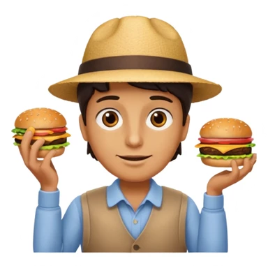 ordering a hamburguer on a restaurant sticker