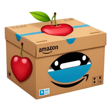 caja de Amazon prime color cherry red sticker