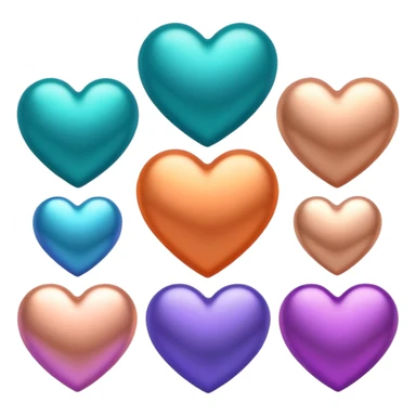 I need a teal, orange , purple, and rose gold Heart emoji  sticker