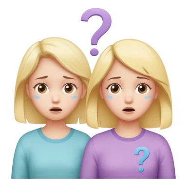 

 
Two girls are talking; one looks confused with question marks above her, while the other explains something. The illustration has a cute pastel style. sticker