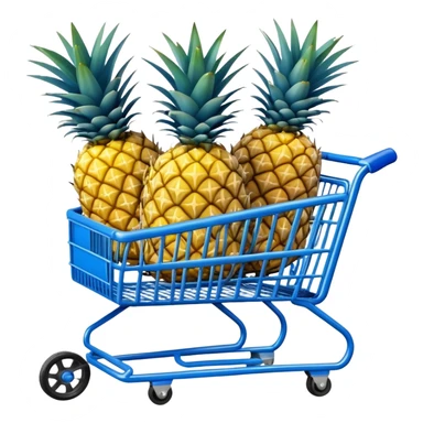 pineapples in a blue Shopping cart  sticker