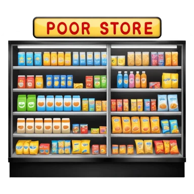 Convenience store named poor store and more sticker