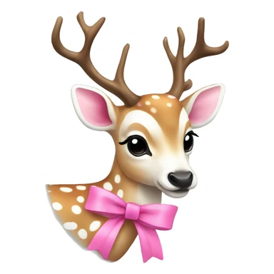 Cute fallow deer with pink bow sticker