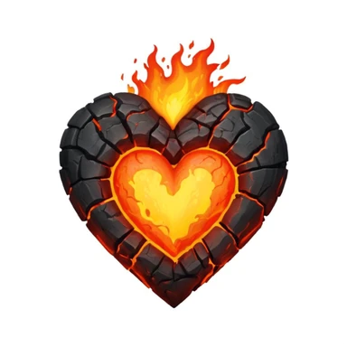 volcanic eruption themed heart sticker