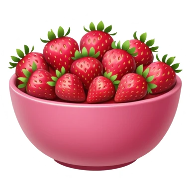 pink bowl full of strawberries, simple style, gentle and natural colors sticker