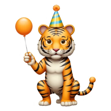 Party Tiger with a party hat and a party popper full body sticker