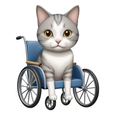 disabled grey and white cat in pet wheelchair sticker