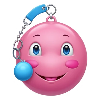 Blue ball for the gag on a ball gag with a white attachment collar with pink  studs on the collar  sticker