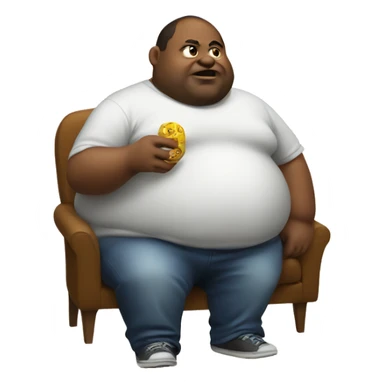 Fat man playing games sticker