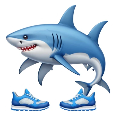 Tiburón con tres piernas y zapatillas azules  sticker
