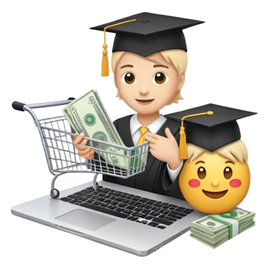 
*"Emoji-style illustration of making money online: a laptop, dollar bills, a smartphone, and social media icons like YouTube and TikTok."*training: a laptop with a shopping cart icon, a graduation cap, and a person teaching online with charts and money symbols."* sticker
