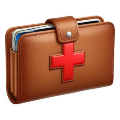 Medical emergency fund with wallet and red cross symbol sticker