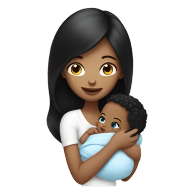 mom holding newborn baby girl with blue eyes white skin black hair and white skin newborn white girl sticker
