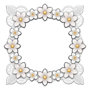 white sakura with a lace border sticker