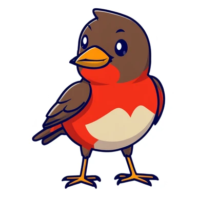 sweet little red robin bird sticker