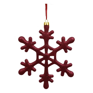Burgundy Christmas ornament glitter with dark red snowflake  sticker
