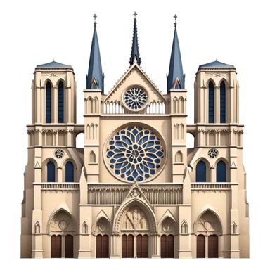Notre Dame Cathedral in Paris with its iconic Gothic architecture, twin towers, and rose window sticker