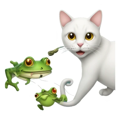 Cat fishing with a frog sticker