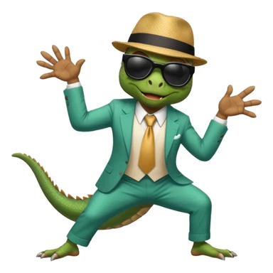 capitalist iguana banker godfather with black sunglasses breakdance startling sticker