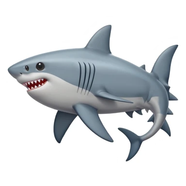 side view of shark body with a cat face sticker