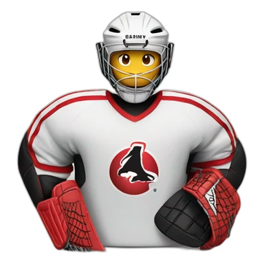 Hockey goalie with red and black equipment  sticker