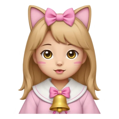 kawaii neko, cute outfit with bell sticker