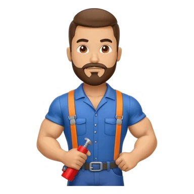 Hispanic HVAC technician with goatee beard as an action figure logo sticker