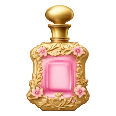 Gold and pink vintage French style perfume bottle with flowers  sticker