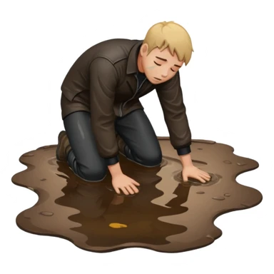 apple style emoji of a man who has fallen face down into a puddle sticker