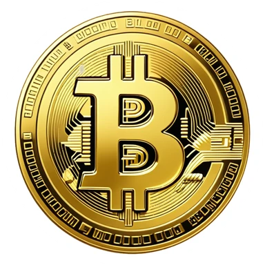Bitcoin cryptocurrency gold coin with the B symbol sticker