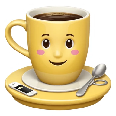 light yellow coffe table, coffee on top
 sticker