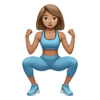Beautiful woman with light brown shoulder length hair popping a squat without any weights sticker