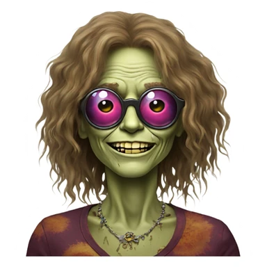  janis joplin zombie on circle glasses dancing sticker