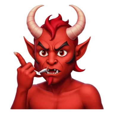Creppy devil and shushing someone  🤫 like there figer over there mouth  like there lip is closed and the figers over sticker
