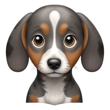 black white and gray brindle dachshund face sticker