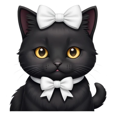 I want a cute black cat with a little bow in the head white bow sticker