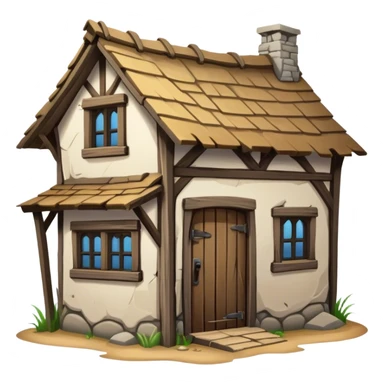a dilapidated one-story medieval shack sticker