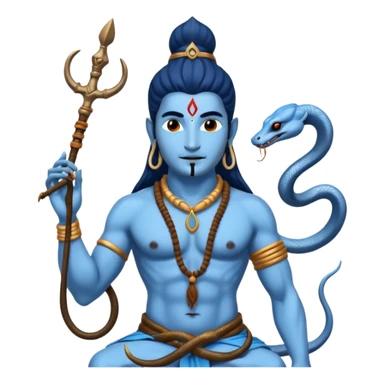 Mahadev real god  shiv not like cartoon  blue body and trishul and and had damru and nack around sanke  sticker