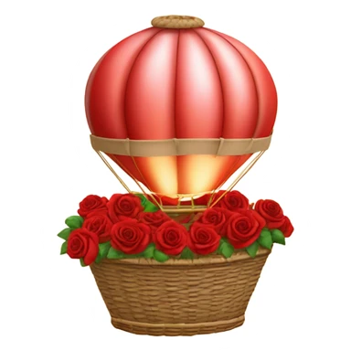 red hot air balloon and beige basket with roses sticker