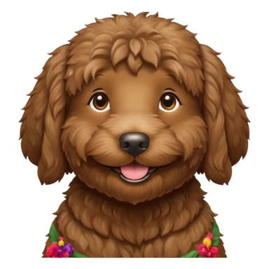 dark brown goldendoodle with straight fur, smiling sticker