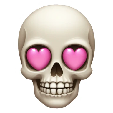 skull with pink heart eyes sticker