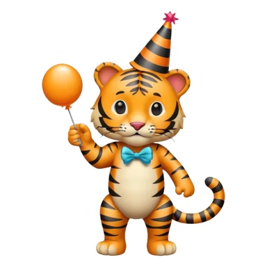 Party Tiger with a party hat and a party popper full body sticker